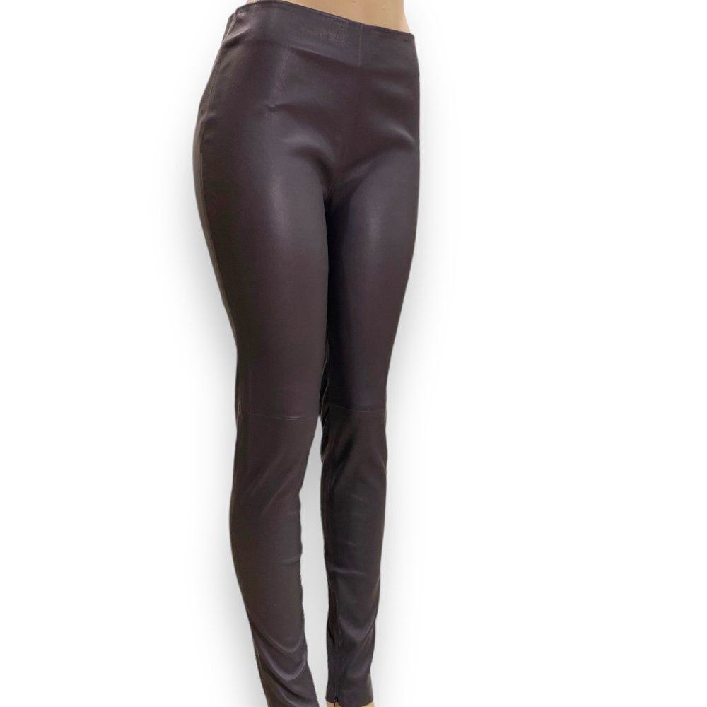 Balenciaga Gray Leather Skinny Pants NEW